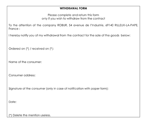 WITHDRAWAL FORM